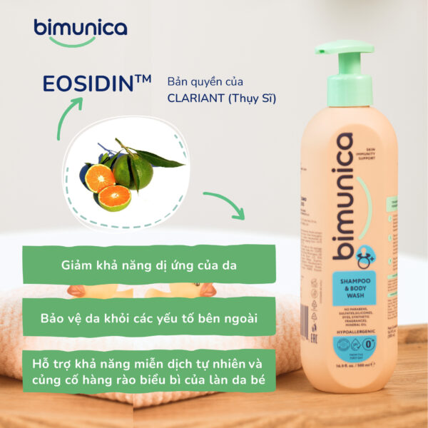 Sữa tắm gội toàn thân 2 trong 1 Bimunica dành cho trẻ sơ sinh và trẻ nhỏ - 500 ml
