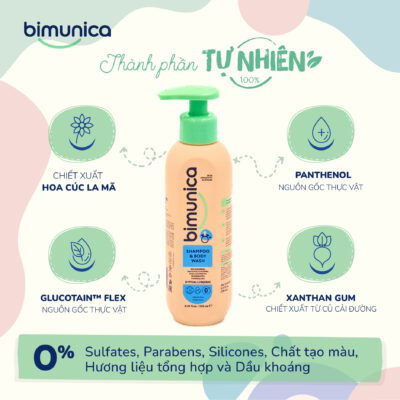 Sữa tắm gội toàn thân Bimunica dành cho trẻ sơ sinh và trẻ nhỏ - 250 ml